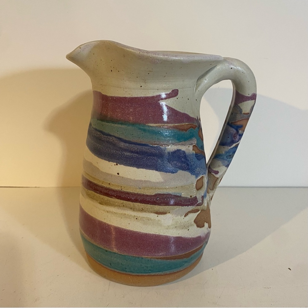 Klickitat Studio Art Pottery Pitcher With Potter”s Stamp 7.5” Height
